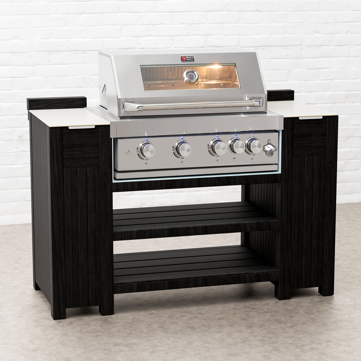 Teak Carbon Line 4 Burner Stainless Steel BBQ Cabinet with Ceramic Top