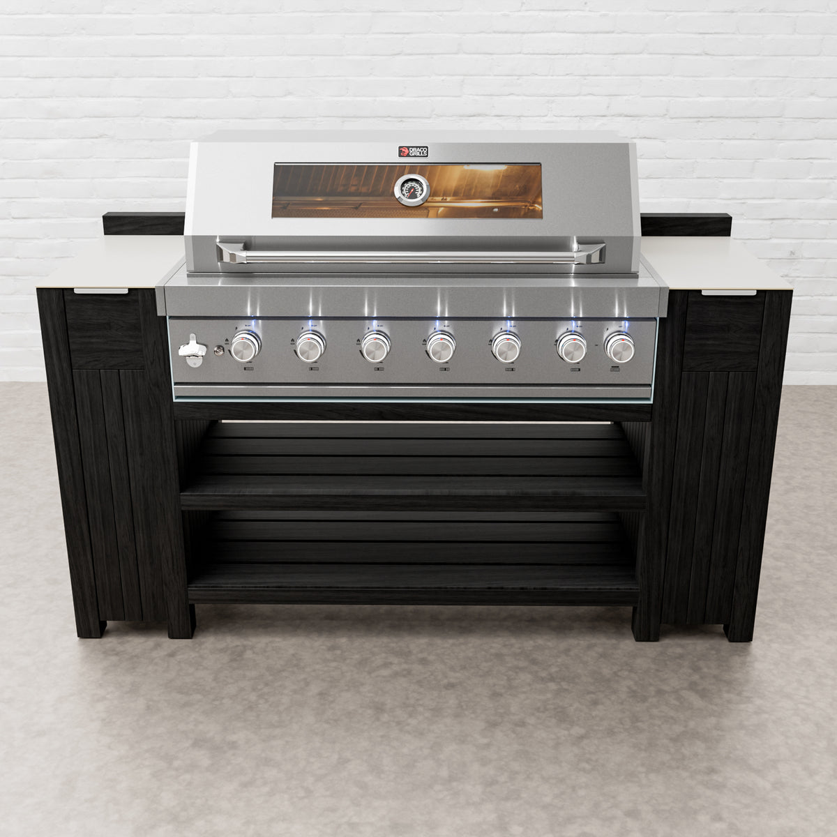 Teak Carbon Line 6 Burner Stainless Steel BBQ Cabinet with Ceramic Top
