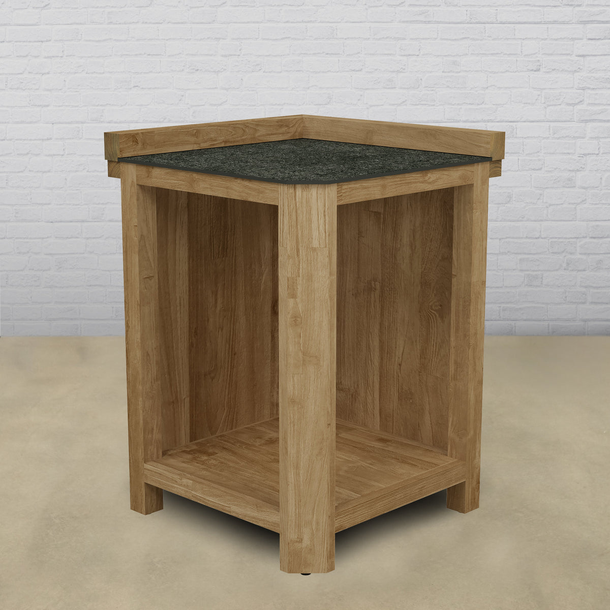 Teak Modular Outdoor Kitchen 90 Degree Corner Cabinet with Ceramic Top