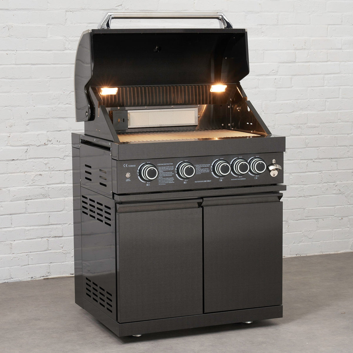 4 Burner Black Stainless Steel Gas Barbecue
