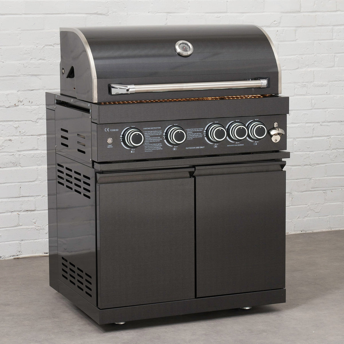 4 Burner Black Stainless Steel Gas Barbecue
