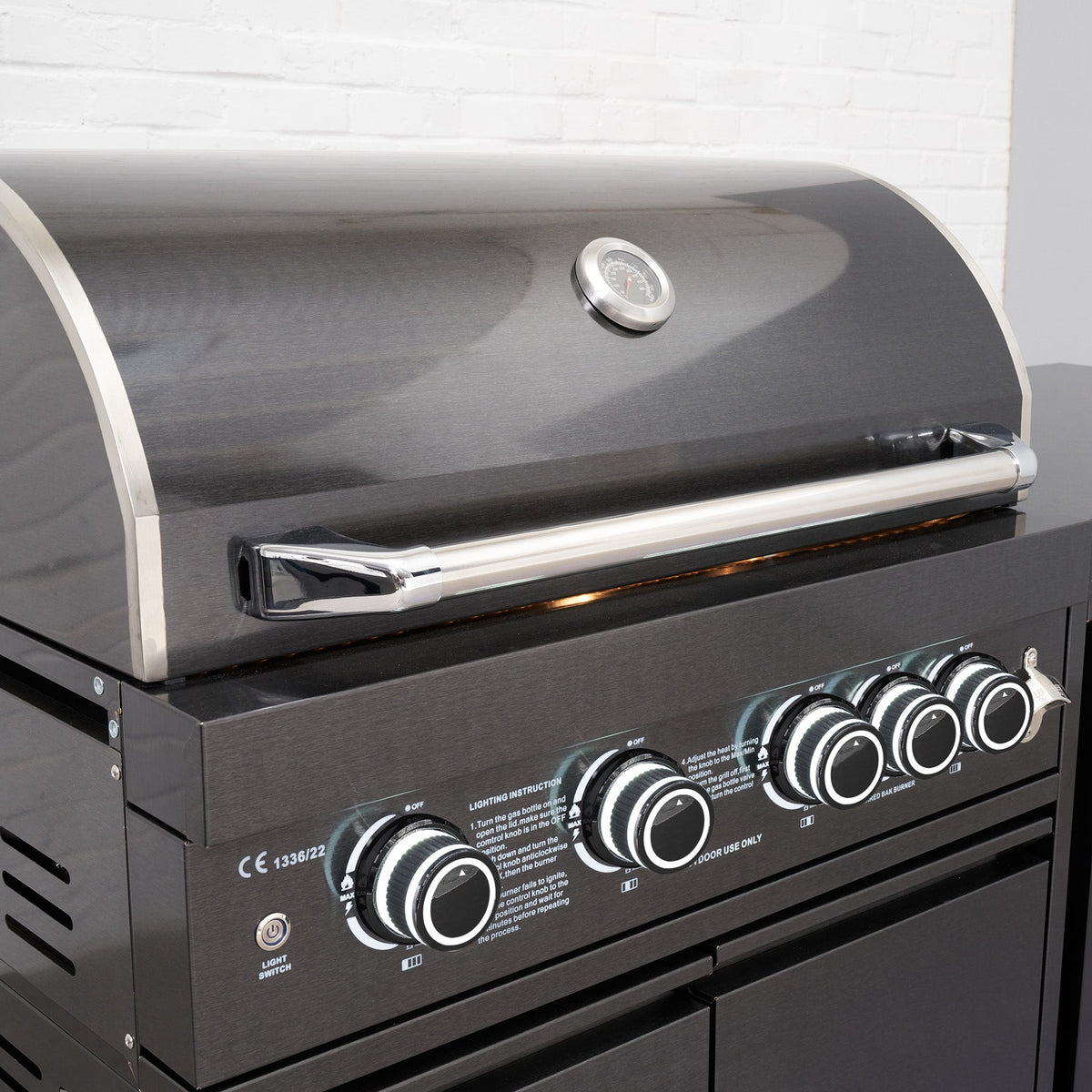 4 Burner Black Stainless Steel Gas Barbecue