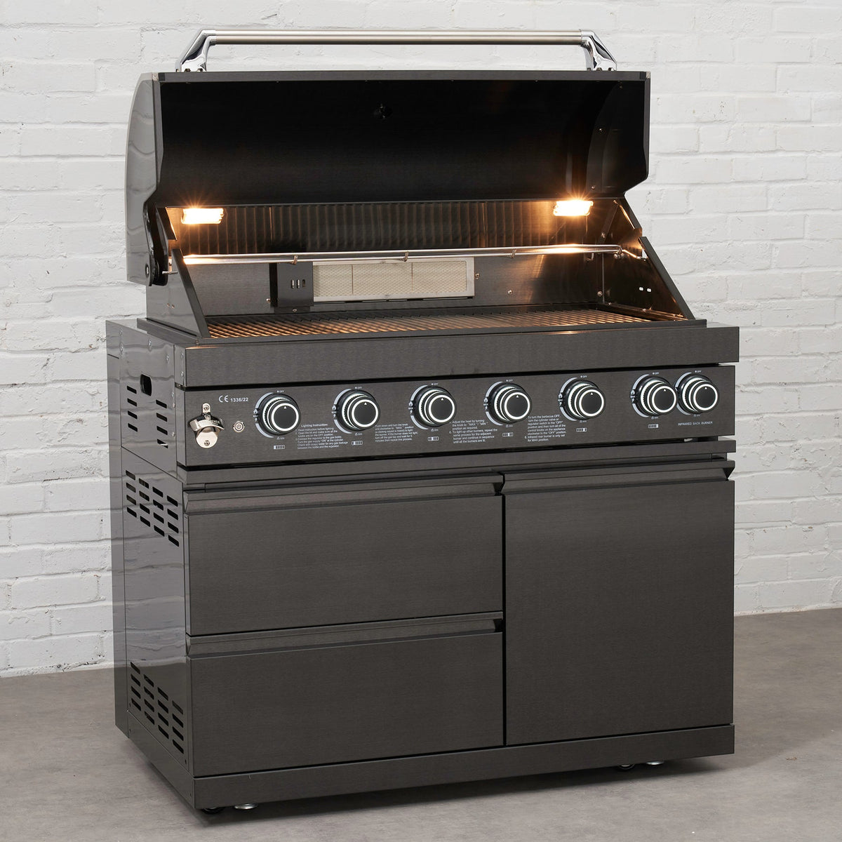 6 Burner Black Stainless Steel Gas Barbecue