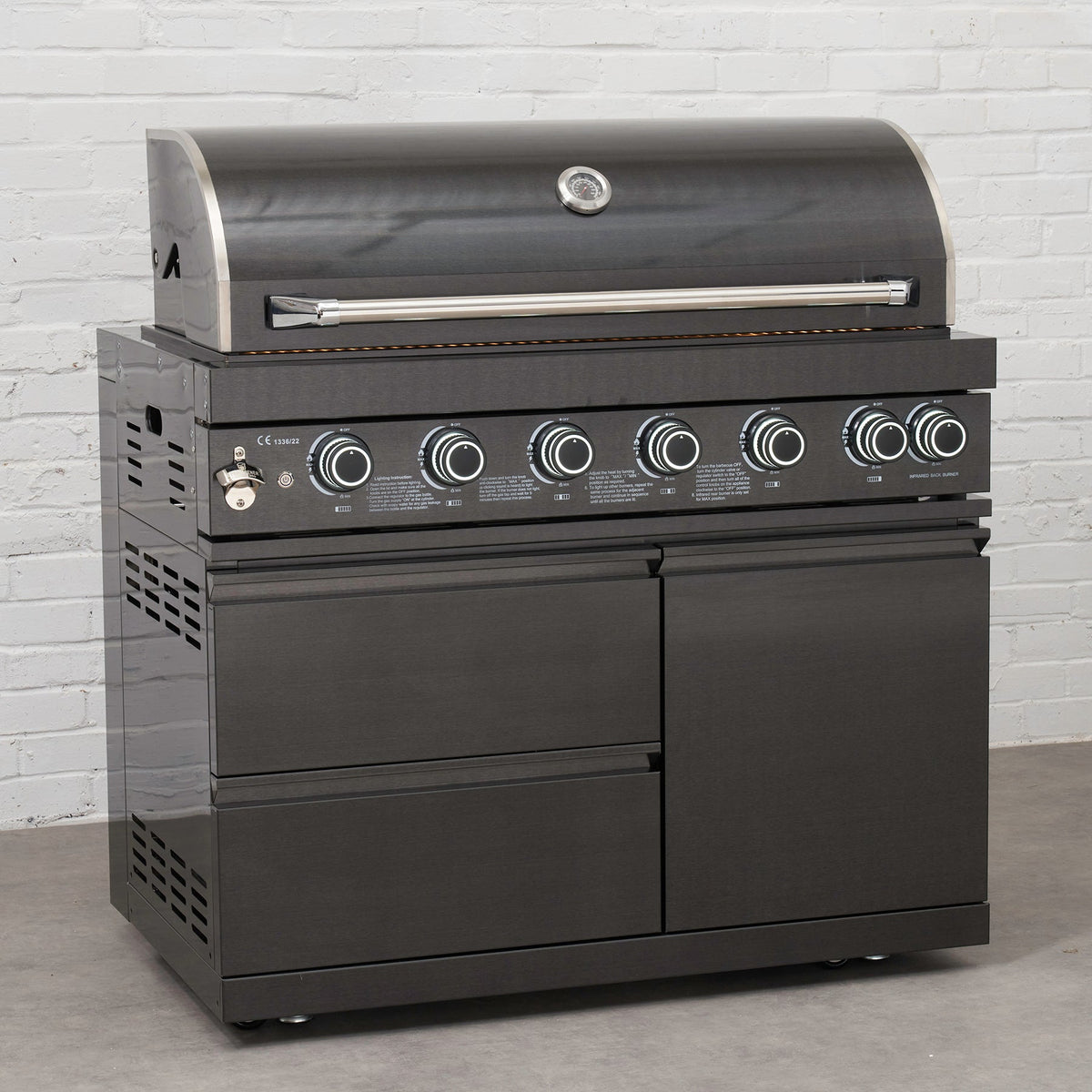 6 Burner Black Stainless Steel Gas Barbecue