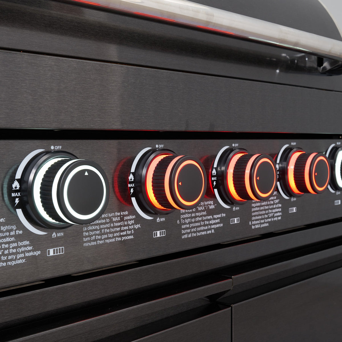 4 Burner Black Stainless Steel Gas Barbecue