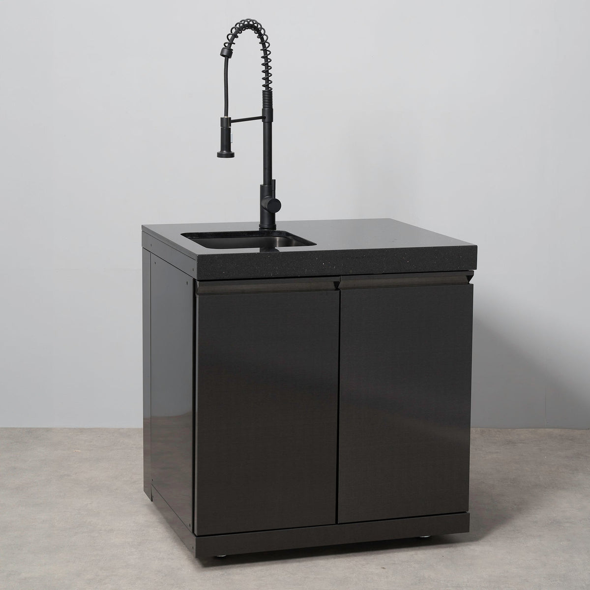 Black Stainless Steel Sink Cabinet with Granite Top