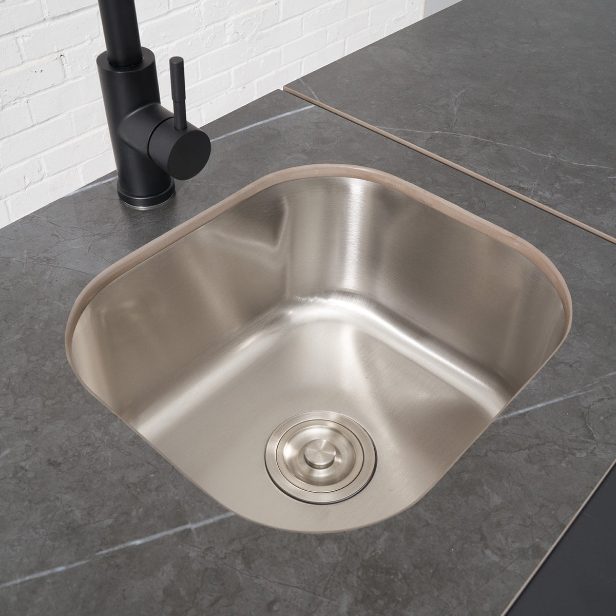 Fusion Outdoor Kitchen Black Sink and 3 Drawer Cabinet with Sintered Stone Top