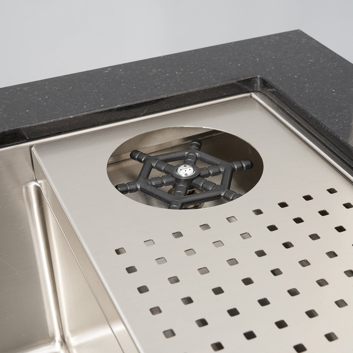 Stainless Steel Double Large Sink Cabinet with Glass Washer and Granite Top