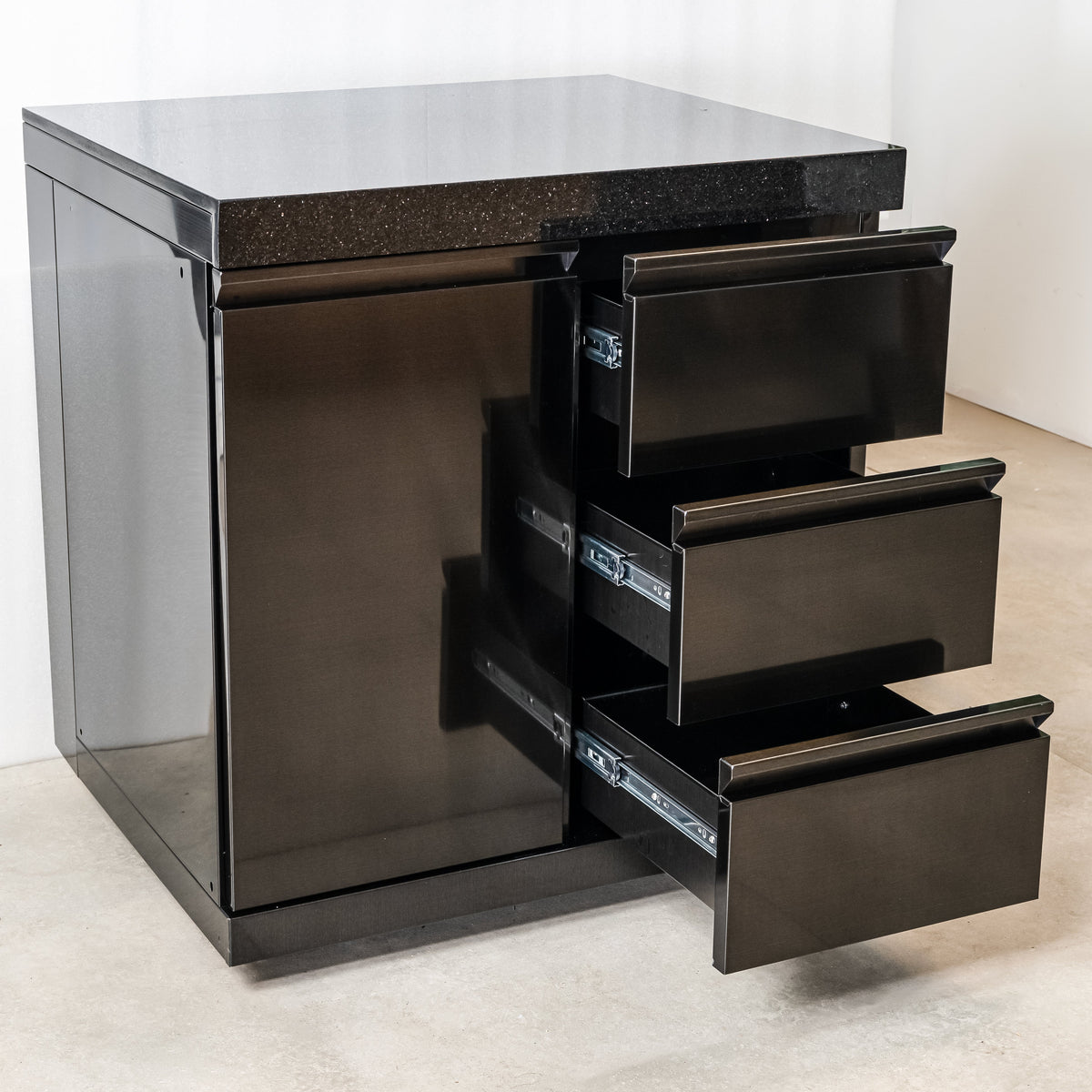 Black Stainless Steel Waste Bin Cabinet