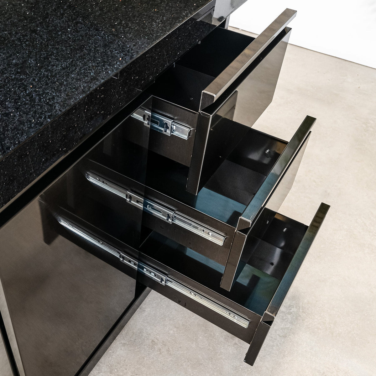 Black Stainless Steel Waste Bin Cabinet