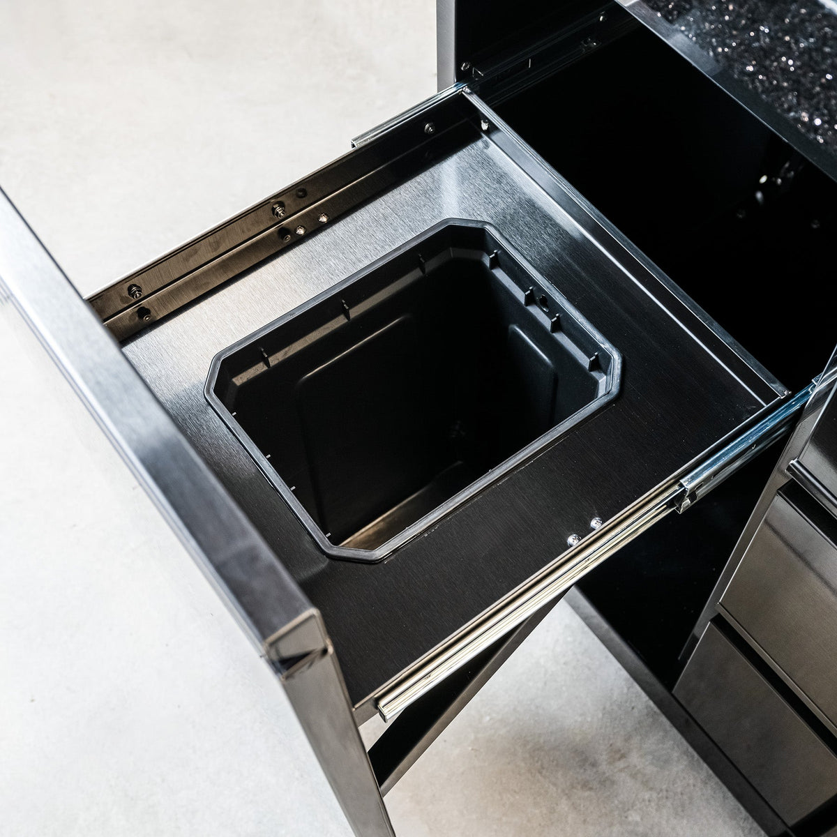 Black Stainless Steel Waste Bin Cabinet