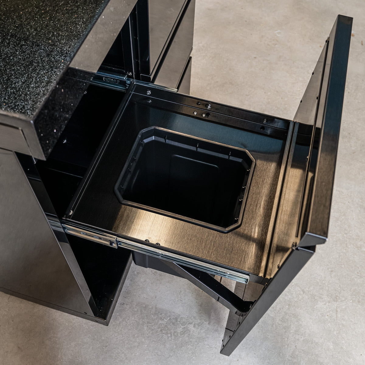 Black Stainless Steel Waste Bin Cabinet