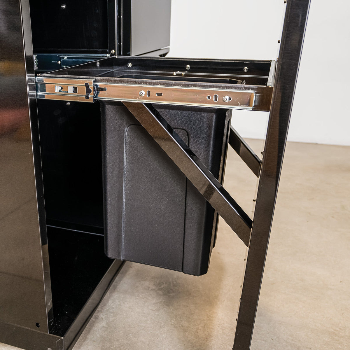 Black Stainless Steel Waste Bin Cabinet