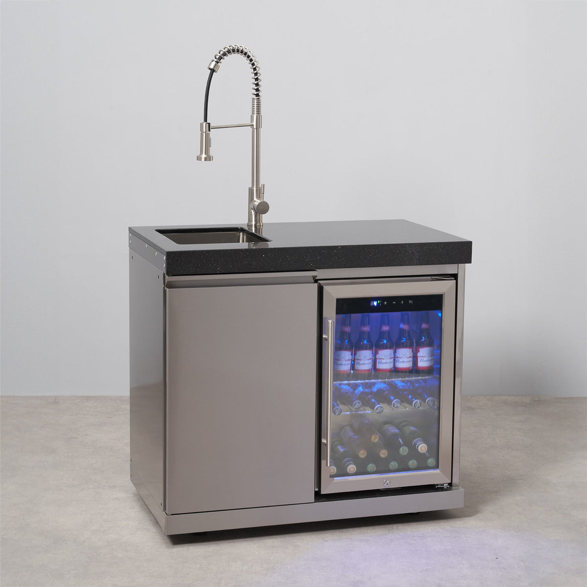 Stainless Steel Single Fridge and Sink Cabinet