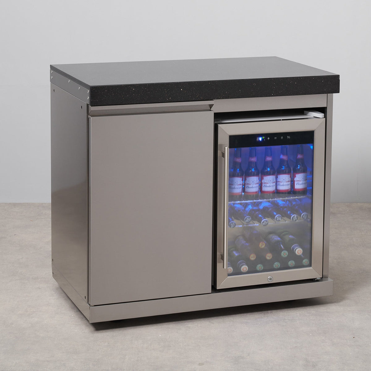 Stainless Steel Single Fridge Cabinet with Granite Top
