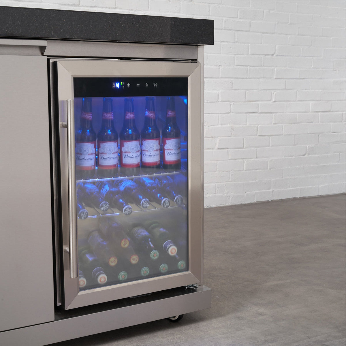 Stainless Steel Single Fridge Cabinet with Granite Top