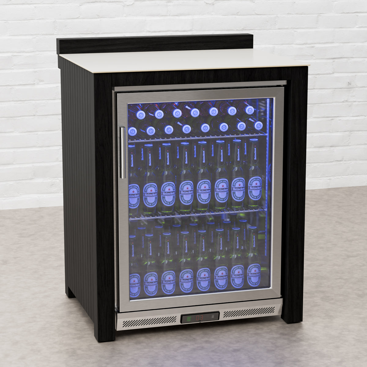 Teak Carbon Line Stainless Single Fridge Cabinet with Ceramic Top