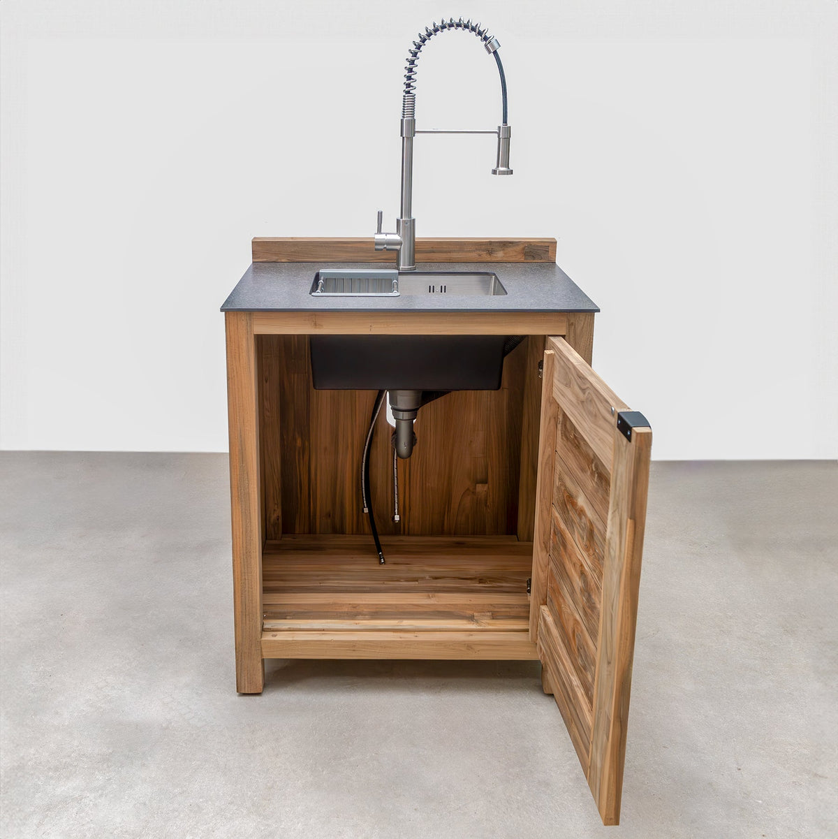 Teak Modular Outdoor Kitchen Sink Cabinet with Ceramic Top