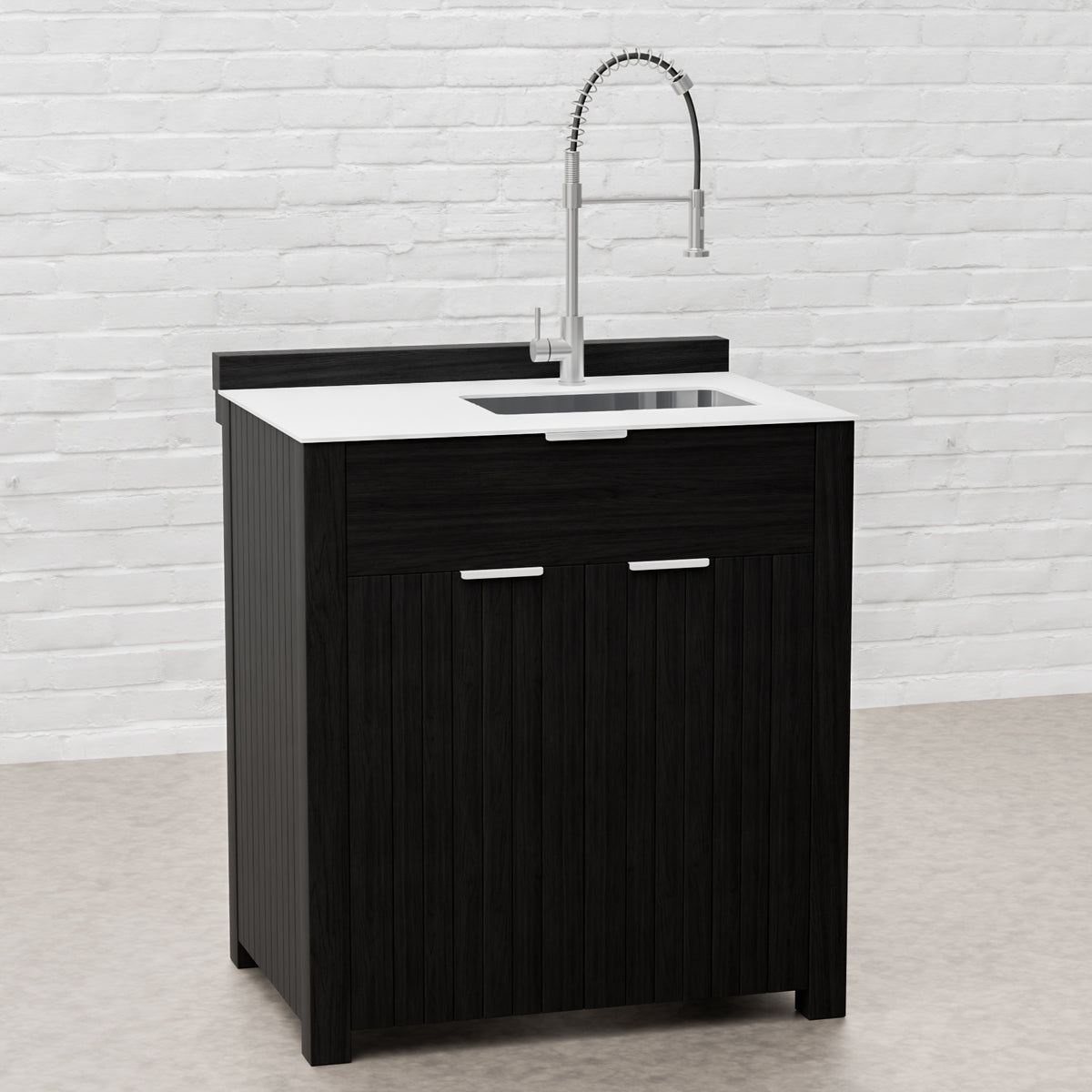 Teak Carbon Line Modular Outdoor Kitchen Sink Cabinet with Ceramic Top