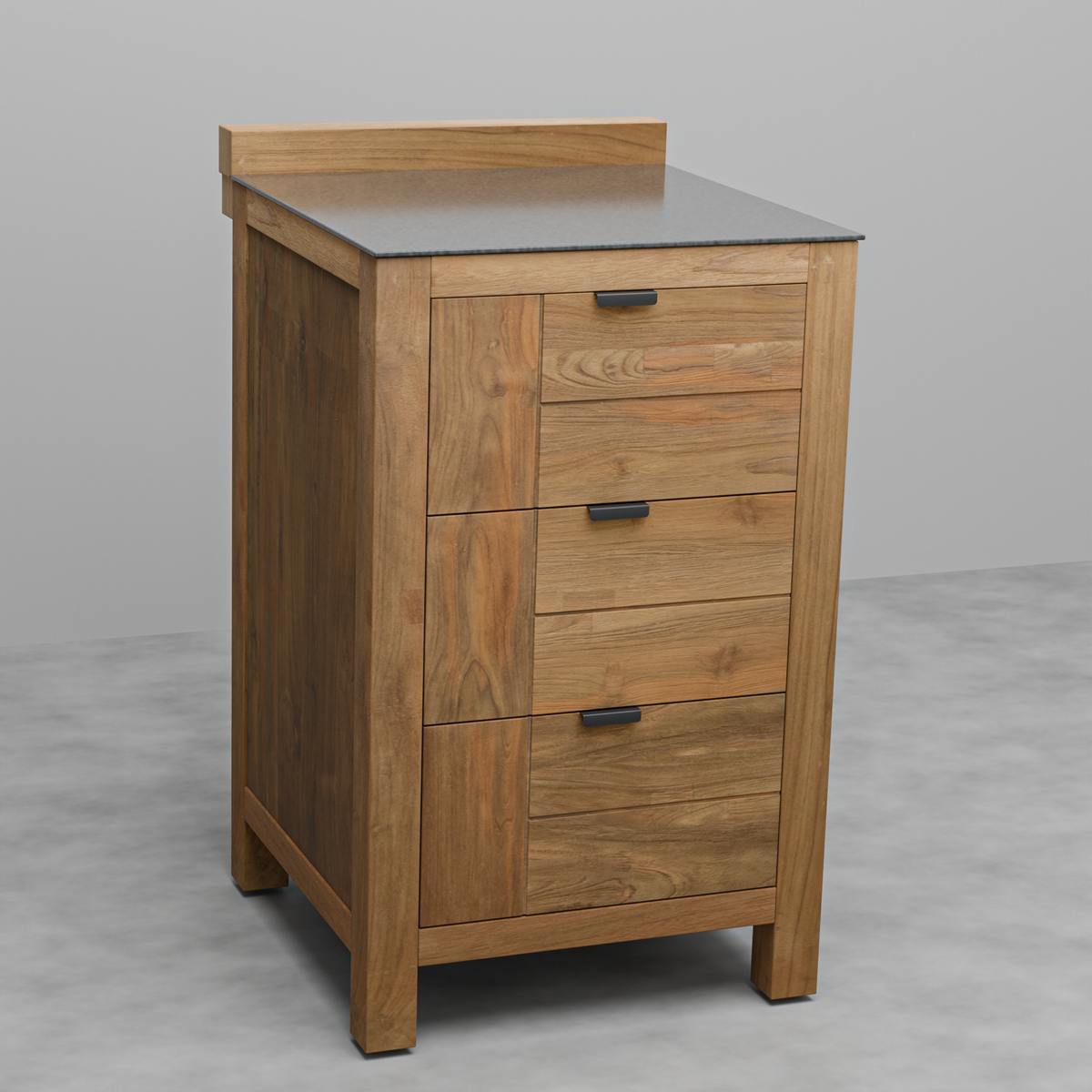 Teak Modular Outdoor Kitchen 3 Drawer Cabinet with Ceramic Top