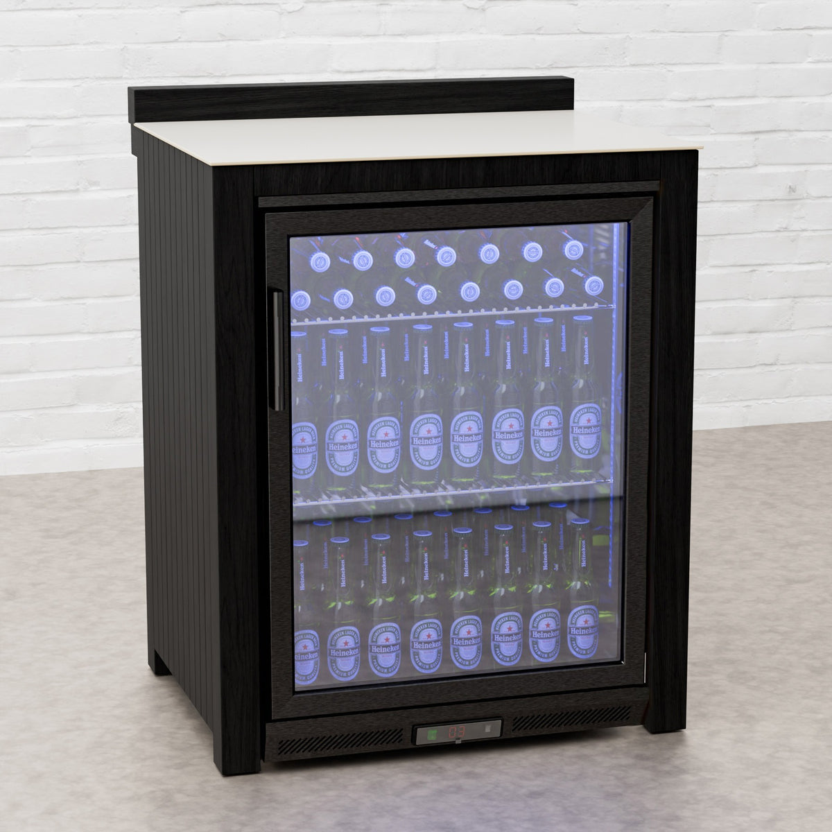 Teak Carbon Line Black Single Fridge Cabinet with Ceramic Top