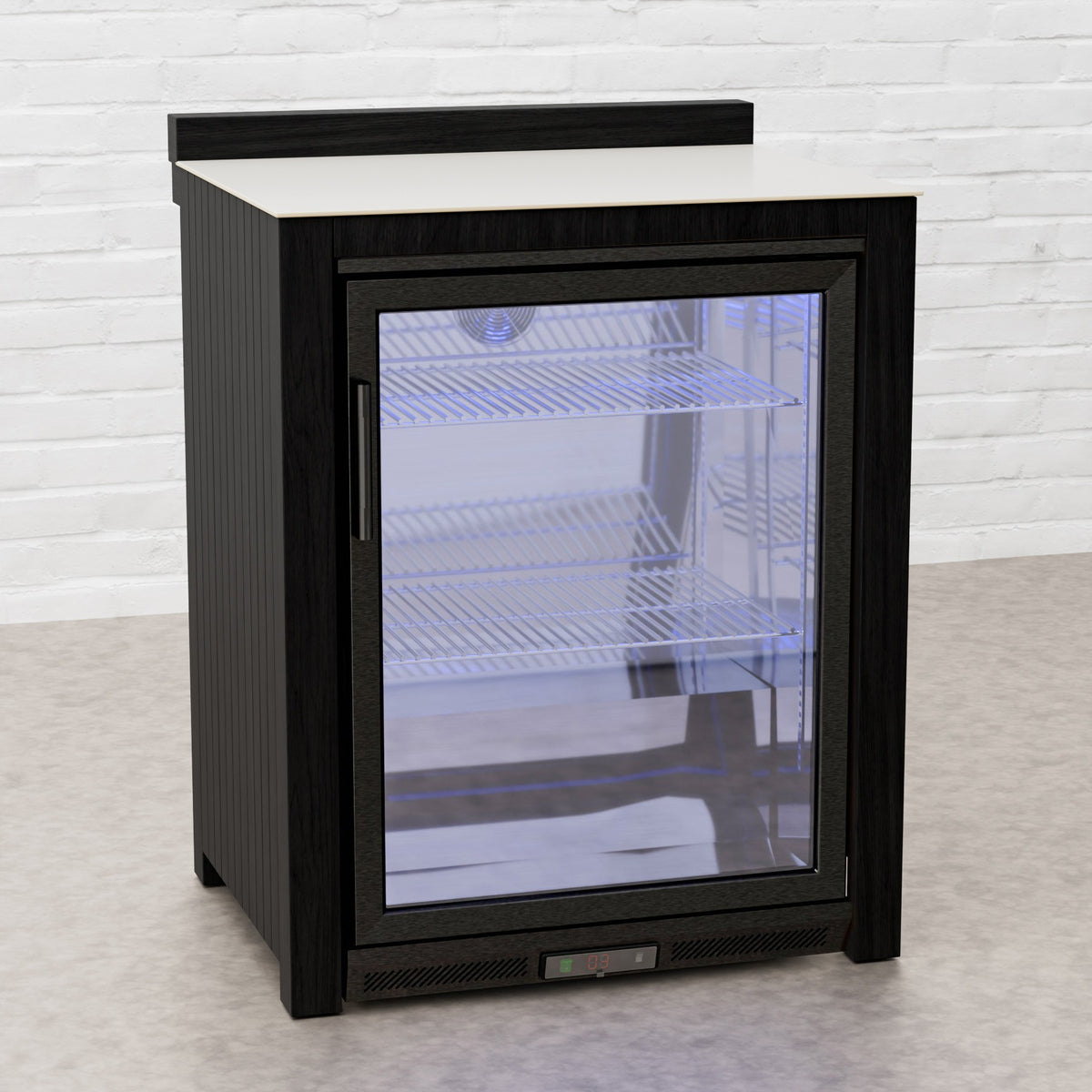 Teak Carbon Line Black Single Fridge Cabinet with Ceramic Top