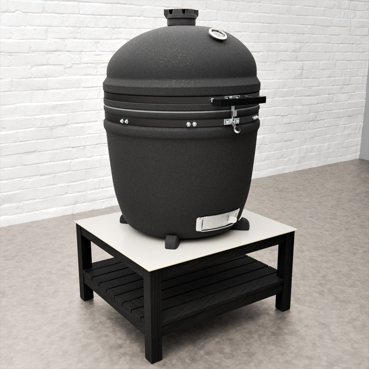 Teak Carbon Line Cabinet Table with Kamado Egg 22" (60cm)