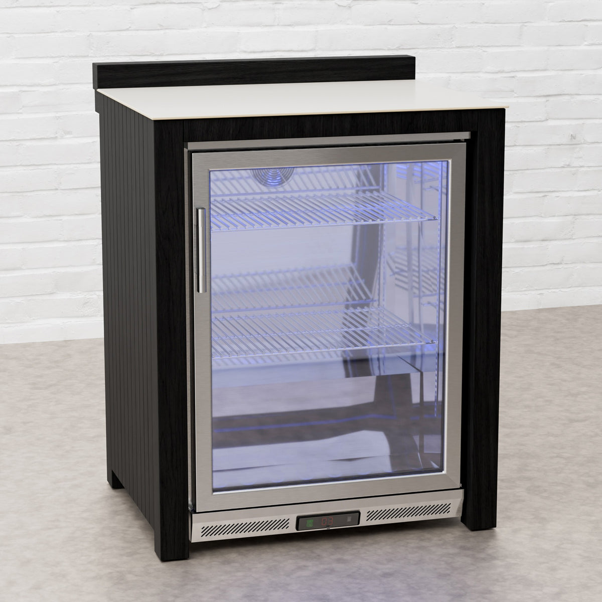Teak Carbon Line Stainless Single Fridge Cabinet with Ceramic Top