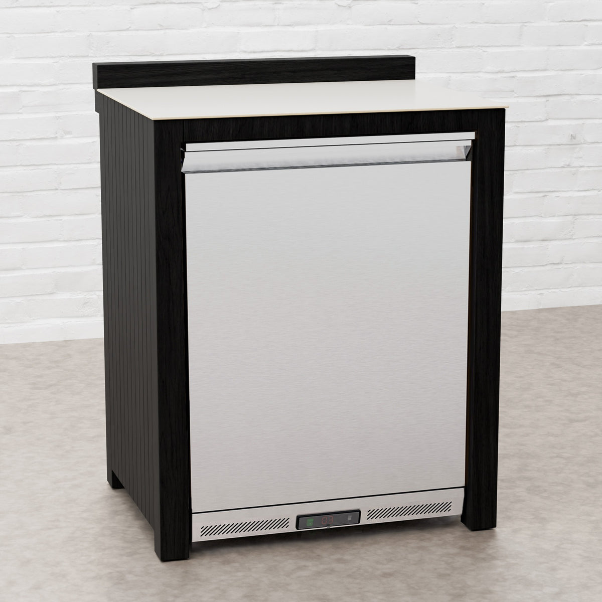 Teak Carbon Line Solid Stainless Steel Single Fridge Cabinet with Ceramic Top