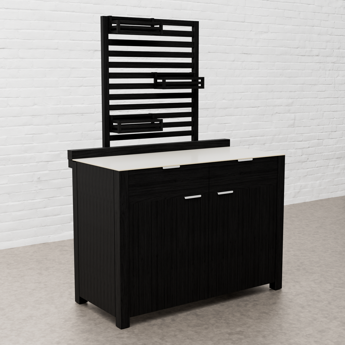 Teak Carbon Line Modular Outdoor Kitchen Add on Slatted Shelf with Hook on Boxes