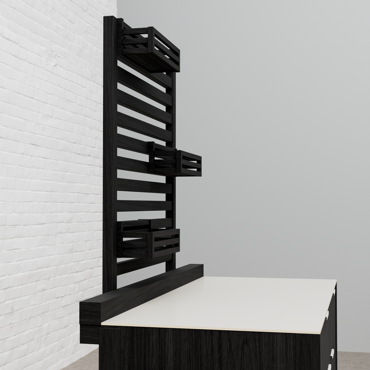 Teak Carbon Line Modular Outdoor Kitchen Add on Slatted Shelf with Hook on Boxes